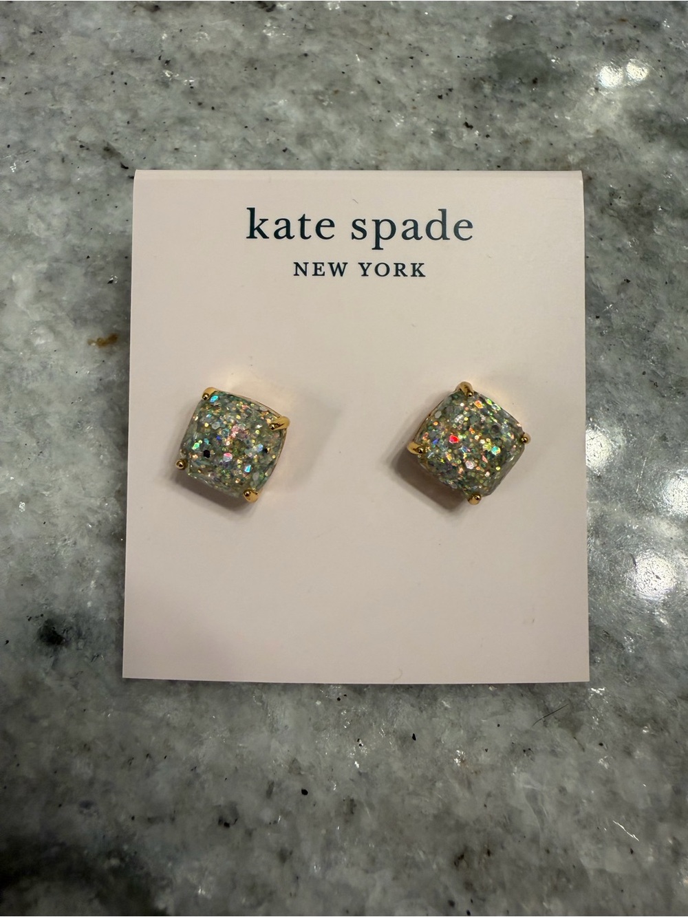 kate spade Gold-Tone Multicolor Glitter Square Stud Earrings